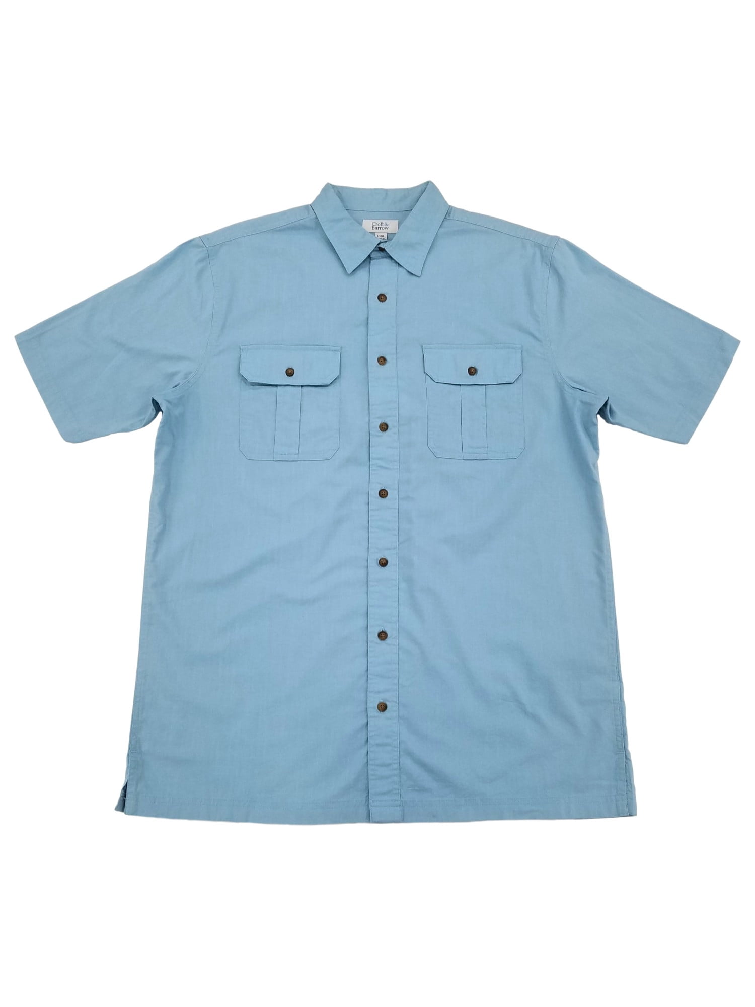 Mens Big & Tall Daily Blue Short Sleeve Button-Down Shirt Large Tall ...