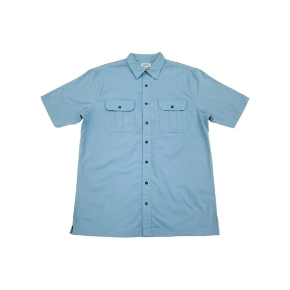 Mens Big & Tall Daily Blue Short Sleeve Button-Down Shirt Large Tall