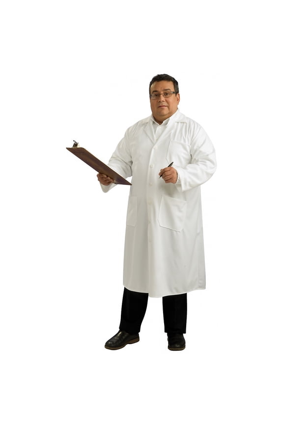 Mens Full Figure Hospital Doctor Nurse Lab Coat Costume