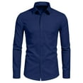 thumbnail image 1 of Mens Big and Tall Dressy Blouses, Long Sleeve Shirts for Men Fall Casual Stretch Slimming Fit Solid Color Lapel Button Down T-Shirts with Pockets S-3XL, 1 of 5
