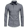 thumbnail image 1 of Mens Big and Tall Dressy Blouses, Long Sleeve Shirts for Men Fall Casual Stretch Slimming Fit Solid Color Lapel Button Down T-Shirts with Pockets S-3XL, 1 of 5