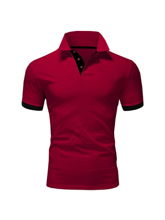 Mens Big & Tall Golf Shirts S-5X Plus Size Short Sleeve Slim-Fit T-Shirts Button Collared Pullover Casual Solid Business Work Tees Tops