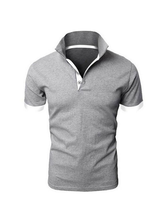 Mens Big & Tall Golf Shirts S-5X Plus Size Short Sleeve Slim-Fit T-Shirts Button Collared Pullover Casual Solid Business Work Tees Tops