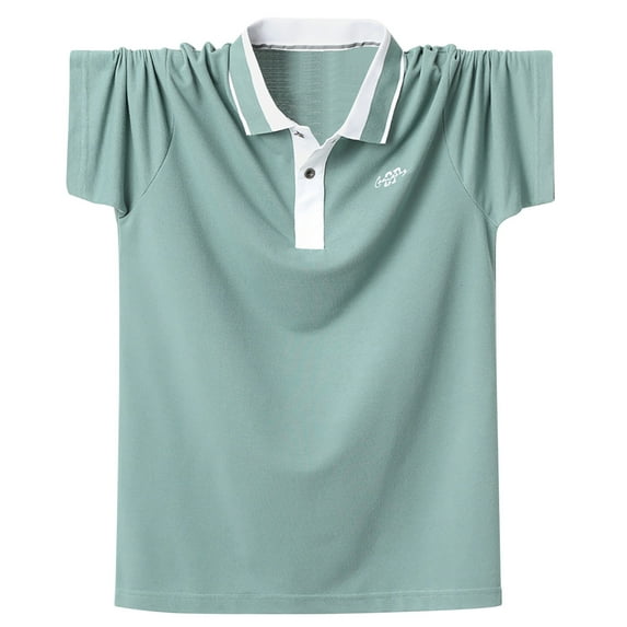 Mens Big & Tall Golf Tees Shirts L-6XL Plus Size Short Sleeve Casual Tops Solid Color Button Collared Basic Pullover Comfort Tshirts Shirt