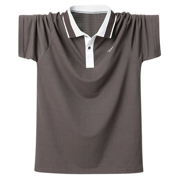 Mens Big & Tall Golf Tees Shirts L-6XL Plus Size Short Sleeve Casual Tops Solid Color Button Collared Basic Pullover Comfort Tshirts Shirt Clearance