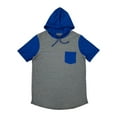 thumbnail image 1 of Mens Big & Tall Heather Gray & Blue Hoodie Shirt Pocket Tee XLT, 1 of 1