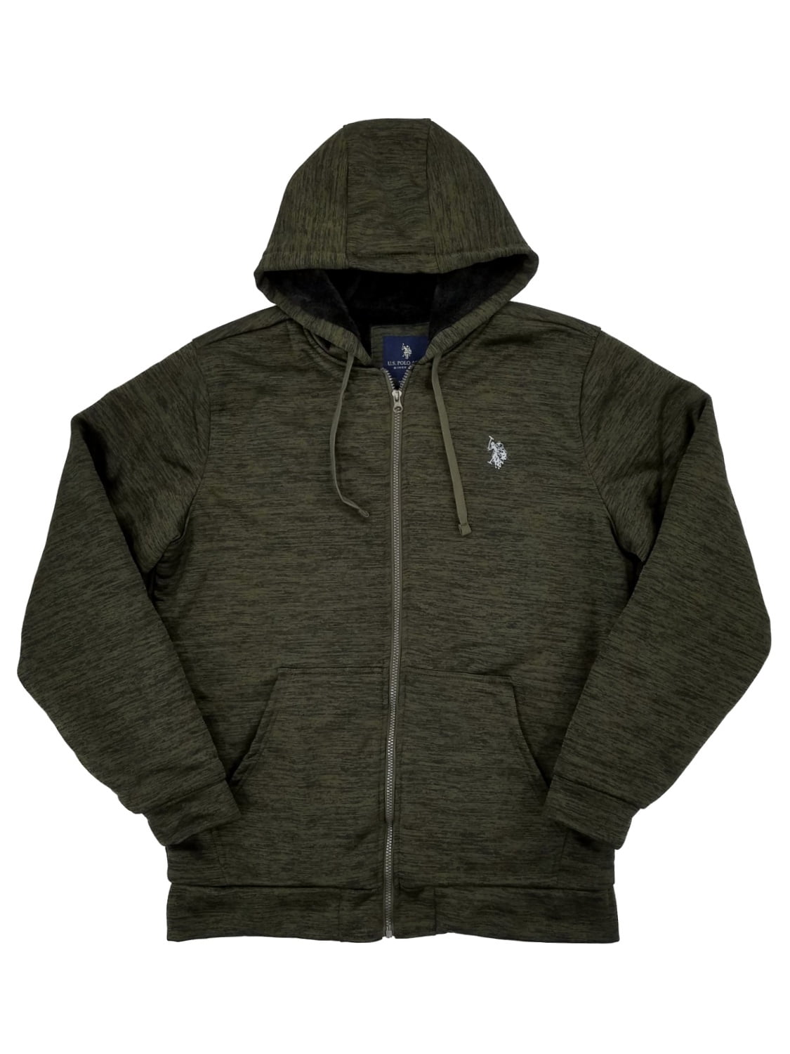 Mens Big Tall Heather Green Fleece Lined Zip Hoodie Sweatshirt