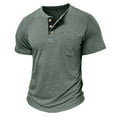 thumbnail image 1 of Mens Big & Tall Henley Shirt, Short Sleeve Shirts for Men Fall Casual Loose Fit Solid Color Button Up T-Shirts M-3XL, 1 of 4