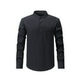 thumbnail image 1 of Mens Big & Tall Henley Shirts, Long Sleeve Shirts for Men Fall Casual Loose Fit Solid Color Button Up T-Shirts with Pockets S-3XL, 1 of 4
