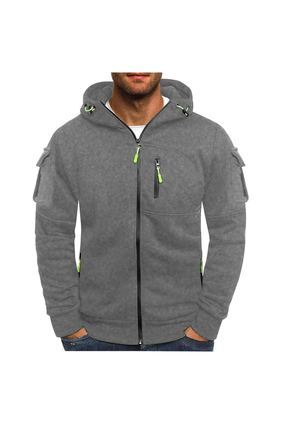 Mens Big & Tall Hoodies Fleece Lined Plus Size S-4X Zip Up Sweatshirts with Zipper Pockets Long Sleeve Solid Thermal Warm Athletic Jackets & Coats