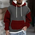 thumbnail image 1 of Mens Big & Tall Hoodies Fleece Lined Sweatshirts Plus Size M-4X Long Sleeve Pullover Plaid Printed Thermal Warm Hoodie Tops with Front Pocket, 1 of 5