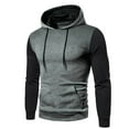 thumbnail image 1 of Mens Big & Tall Hoodies, Long Sleeve Pullover for Men Fall Fashion Slimming Fit Color Patchwork Drawstring Hooded Sweatshirts with PocketsM-4XL, 1 of 4