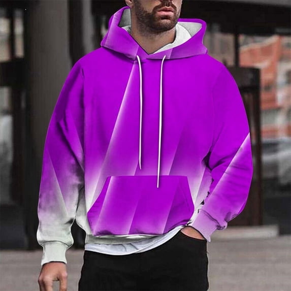 Mens Big and Tall Hoodies & Sweatshirts M-4X Plus Size With Pocket Pullover Fleece Lined Hooded Gradient Printed Long Sleeve Warm Sweatshirt