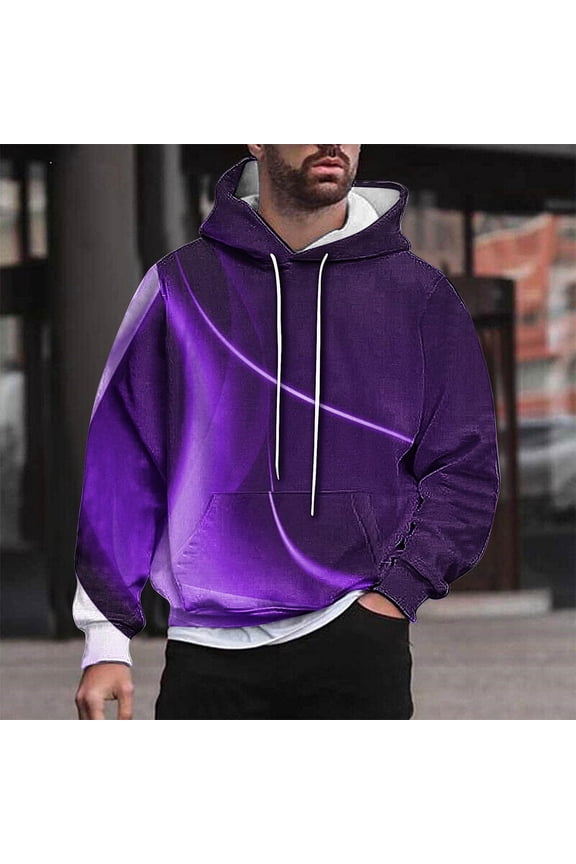Mens Big & Tall Hoodies Sweatshirts M-4X Plus Size Pullover Long Sleeve Tops with Pocket Casual Basic Loose Comfort Gradient Printed Hoodie