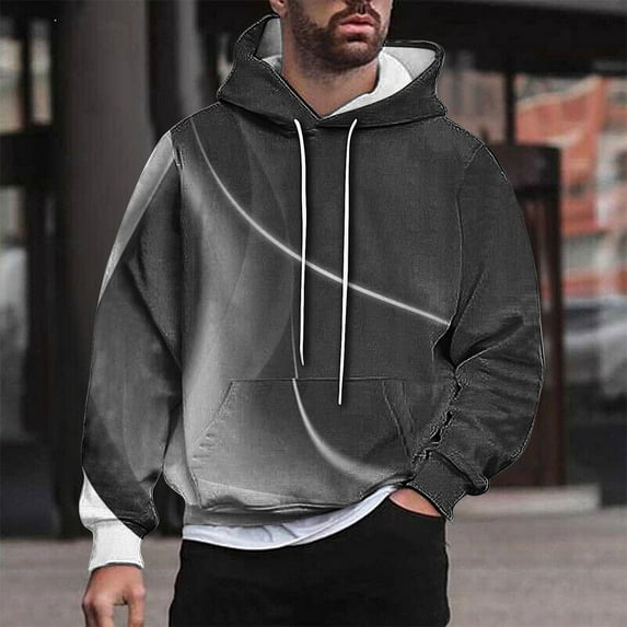 Mens Big & Tall Hoodies Sweatshirts M-4X Plus Size Pullover Long Sleeve Tops with Pocket Casual Basic Loose Comfort Gradient Printed Hoodie