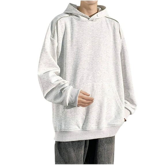 Mens Big & Tall Hoodies with Front Pocket Plus Size M-5X Pullover Sweatshirts Long Sleeve Solid Color Button Comfort Going Out Streetwear Hooded Tops