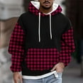 thumbnail image 1 of Mens Big & Tall Hoodies with Pocket Plus Size M-4X Fleece Lined Sweatshirts Long Sleeve Trendy Plaid Printed Thermal Warm Streetwear Hoodie Tops, 1 of 5