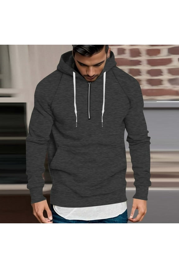 Mens Big & Tall Hoodies with Pocket and Zipper Plus Size S-4X Fleece Lined Sweatshirts Pullover Solid Color Thermal Warm Long Sleeve Hoodie Tops