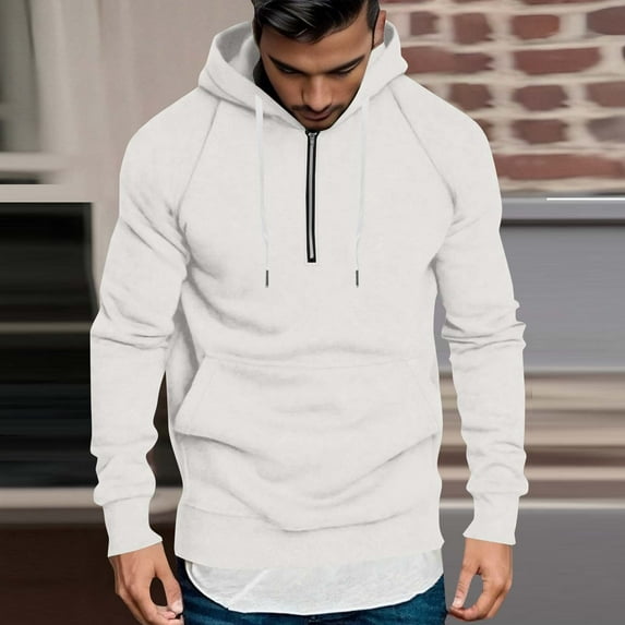 Mens Big & Tall Hoodies with Pocket and Zipper Plus Size S-4X Fleece Lined Sweatshirts Pullover Solid Color Thermal Warm Long Sleeve Hoodie Tops