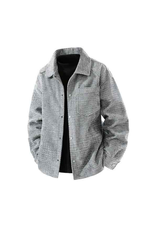 Mens Big & Tall Jackets Plus Size M-4X Button-Down Collared Coats with Pockets Long Sleeve Classic Solid Color Warm Going Out Outerwear Jacket