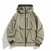 Mens Big &Tall Jackets Plus Size M-6XL with Hood Pockets Waterproof Windbreaker Rain Coats Casual Zip-Up Lightweight Hiking Outerwear Jacket