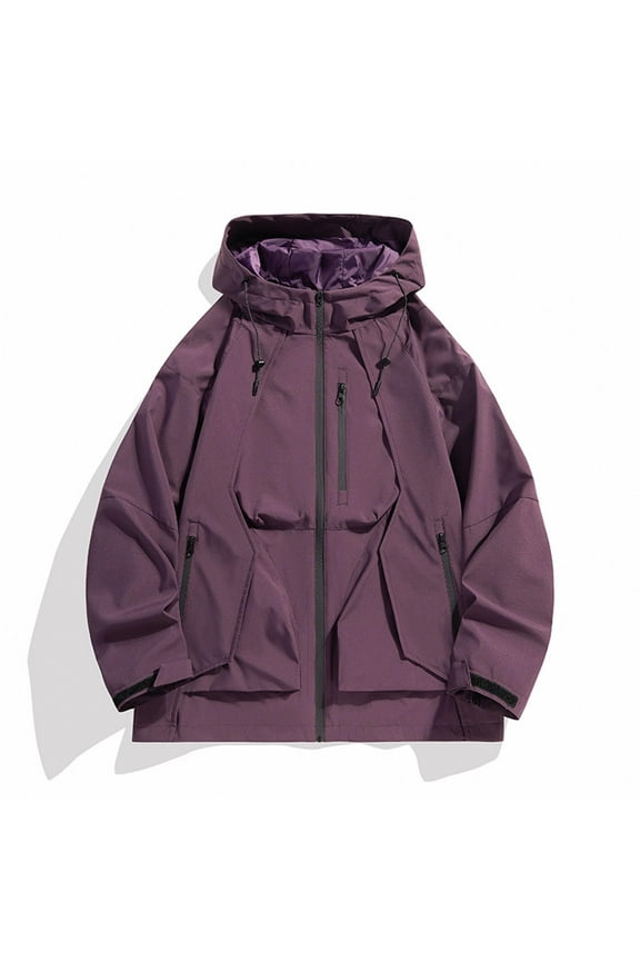 Mens Big &Tall Jackets Plus Size M-6XL with Hood Pockets Waterproof Windbreaker Rain Coats Casual Zip-Up Lightweight Hiking Outerwear Jacket