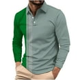 thumbnail image 1 of Mens Big & Tall Lapel T-Shirts, Button Up Shirts for Men Business Casual Loose Fit Color Patchwork Long Sleeve T Shirt Tops S-5XL, 1 of 5