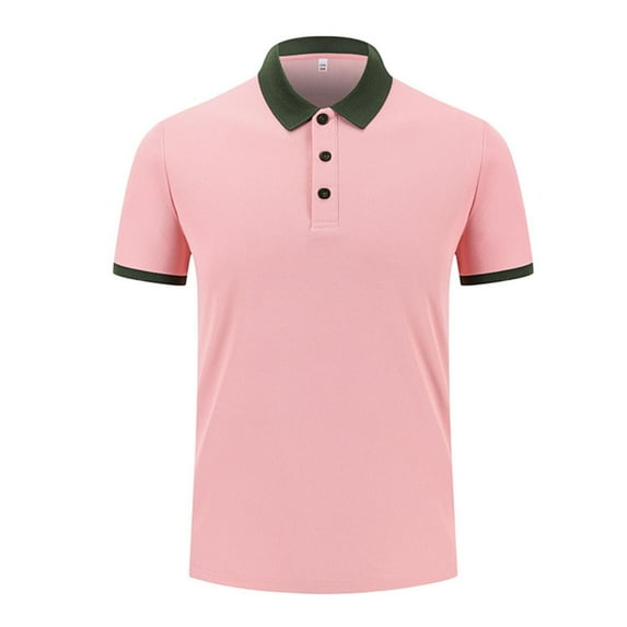 Mens Big & Tall Lapel T-Shirts, Button Up Shirts for Men Summer Business Casual Vintage Solid Color Short Sleeve T Shirts S-4XL