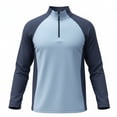 thumbnail image 1 of Mens Big & Tall Lightweight Quick Dry Muscle Quarter Zip Long Sleeve Shirts Workout Running Gym Athletic Slim Fit Sun Protection Track Jackets Size M-4XL Sky Blue, 1 of 5