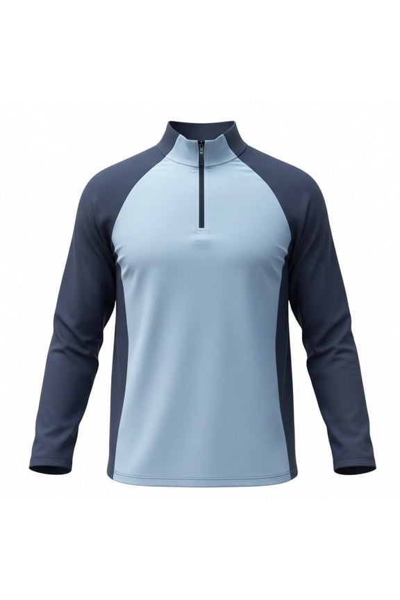Mens Big & Tall Lightweight Quick Dry Muscle Quarter Zip Long Sleeve Shirts Workout Running Gym Athletic Slim Fit Sun Protection Track Jackets Size M-4XL Sky Blue
