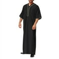 thumbnail image 1 of Mens Big & Tall Muslim Gowns with Pocket S-5X Plus Size Long Sleeve V Neck Robes Pullover Side Slit Ankle Length Going-Out Loungewear Robes, 1 of 3