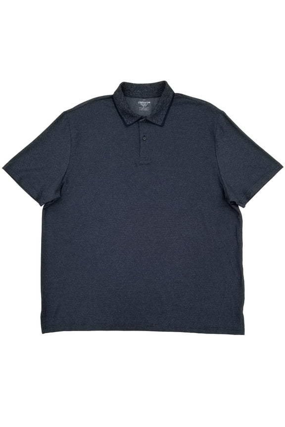 Mens Big & Tall Navy Heather Stretch Slim Fit Short Sleeve Polo Shirt XLT