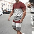 thumbnail image 1 of Mens Big & Tall Outfits Sets S-5X Plus Size 2 Piece Tracksuits with Pockets Casual Color-Block Short Sleeve T-Shirts and Shorts Workout Set, 1 of 7