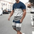 thumbnail image 1 of Mens Big & Tall Outfits Sets S-5X Plus Size 2 Piece Tracksuits with Pockets Casual Color-Block Short Sleeve T-Shirts and Shorts Workout Set, 1 of 7