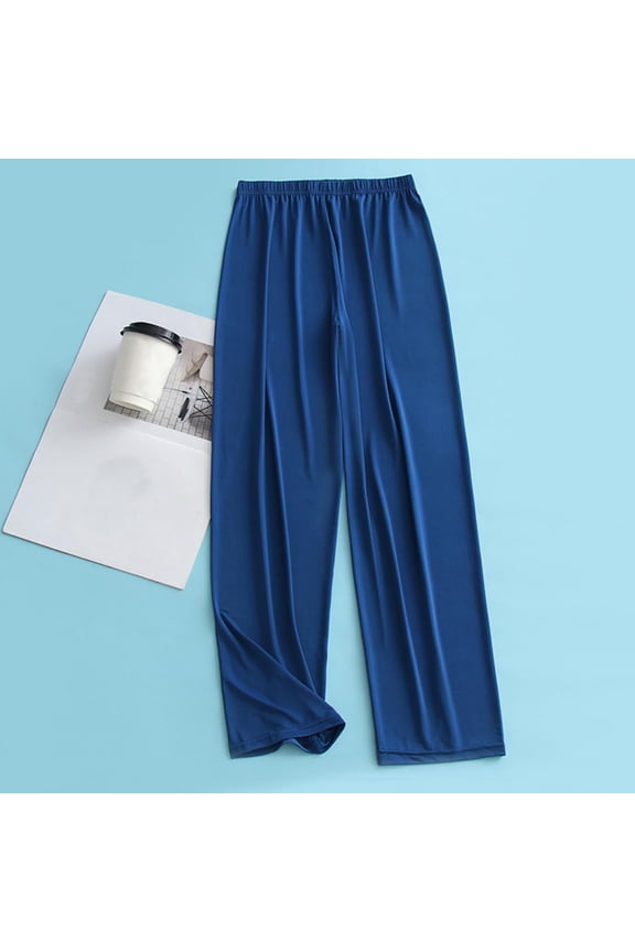 Mens Big & Tall Pajama Pants L-5X Plus Size Elastic Waist Wide Leg Trousers Casual Solid Color Loose Comfort Sleepwear Loungewear Pant