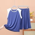 thumbnail image 1 of Mens Big & Tall Pajamas Sets XL-5X Plus Size Soft Modal Sleepwear Sleeveless Tank Tops Shorts Color-Block Loungewear Set with Pockets, 1 of 3