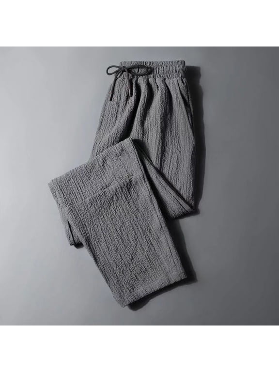 Mens Big & Tall Pants M-5X Plus Size Drawstring Elastic Waist Straight Leg Trousers with Pockets Casual Solid Loungewear Workout Pant