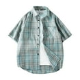 thumbnail image 1 of Mens Big & Tall Plaid Shirts, Short Sleeve Shirts for Men Summer Casual Vintage Loose Fit Lapel Button Down Dressy Blouses with Pockets M-5XL, 1 of 4