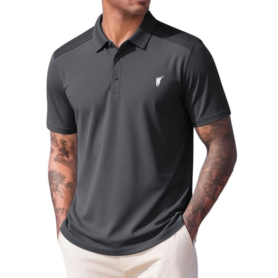 Mens Big and Tall Polo Shirts 3 Buttons Cotton Short Sleeve Pique Golf Tennis Shirt Collared Basic Shirts Breathable Soft Classic Polos Size 4XL Dark Gray