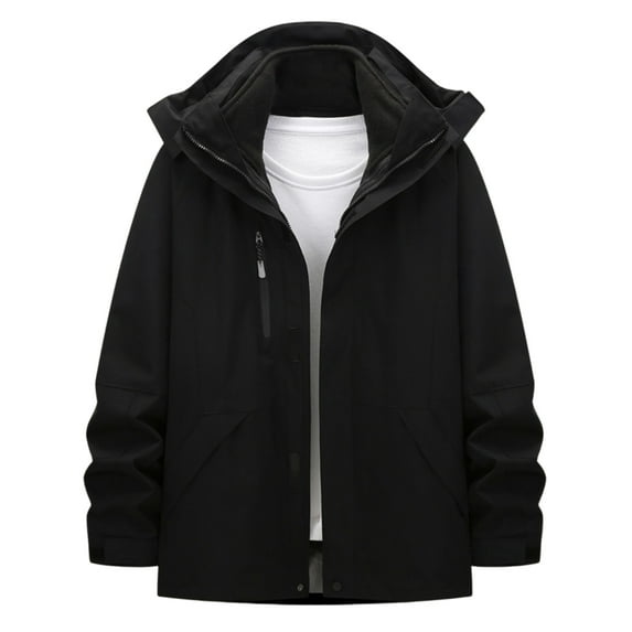 Mens Big & Tall Rain Coats, Men's Winter Ski Jacket 3 in 1 Mountain Snow Waterproof Coat Warm Snowboard Jacket with Hooded Windbreaker S-3XL