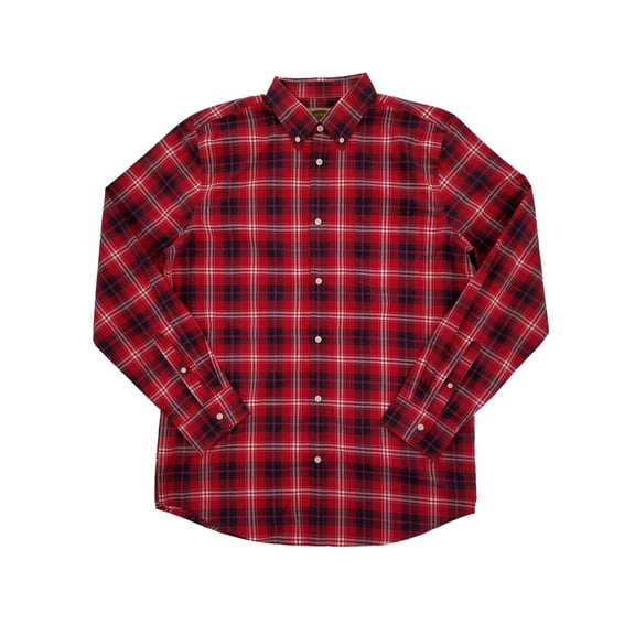 Mens Big & Tall Red & Blue Plaid Button-Down Long Sleeve Shirt LT