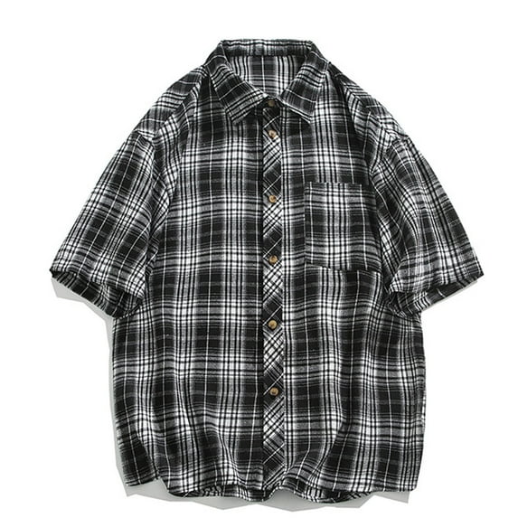 Mens Big and Tall Shirts with Pocket M-5X Plus Size Short Sleeve T-Shirts Shackets Button-Down Collared Casual Plaid Printed Lapel Tees Tops