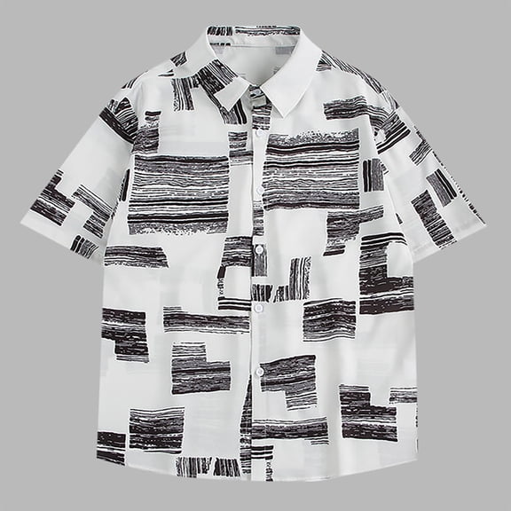 Mens Big & Tall Shirts Short Sleeve Plus Size M-5X Button Down T-Shirts Lightweight Color-Block Collared Streetwear Tees Tops 2025