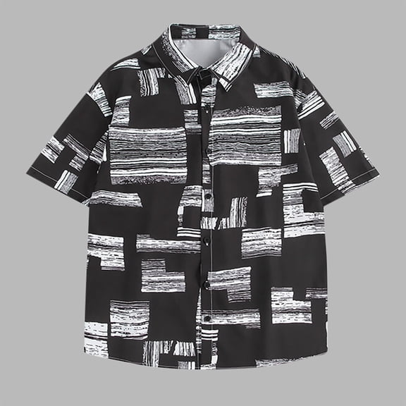 Mens Big & Tall Shirts Short Sleeve Plus Size M-5X Button Down T-Shirts Lightweight Color-Block Collared Streetwear Tees Tops 2025