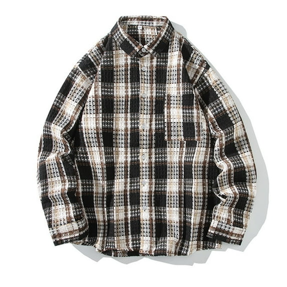 Mens Big & Tall Shirts with Pocket Plus Size M-5X Long Sleeve Shackets T-Shirts Button-Down Collared Casual Plaid Printed Office Work Shirt Tops