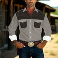 thumbnail image 1 of Mens Big & Tall Shirts with Pockets Plus Size S-5X Long Sleeve Tshirts Shirt Button-Down Collared Color-Block Vintage Cowboys T-Shirts Tops, 1 of 6