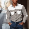 thumbnail image 1 of Mens Big & Tall Shirts with Pockets Plus Size S-5X Long Sleeve Work Tshirts Shirt Button-Down Collared Vintage Color Block Cowboys Tops, 1 of 5