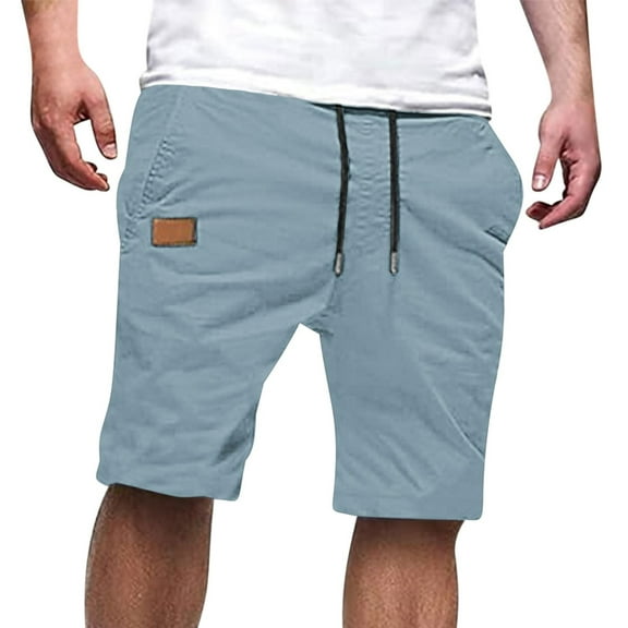 Mens Big & Tall Shorts Cargo S-5X Plus Size Relaxed Drawstring Elastic Waist Straight Leg Solid Color Breathable Work Short with Pockets