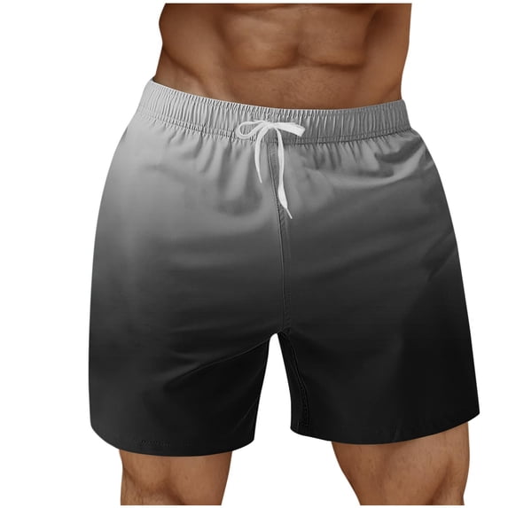 Mens Big & Tall Shorts S-5X Plus Size Summer Lightweight Straight Wide Leg Drawstring Elastic Waisted Gradient Beach Short for Men with Pockets