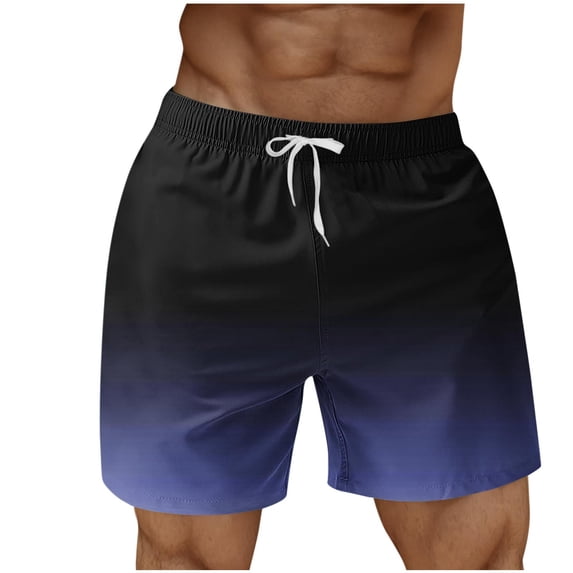 Mens Big & Tall Shorts S-5X Plus Size Summer Lightweight Straight Wide Leg Drawstring Elastic Waisted Gradient Beach Short for Men with Pockets